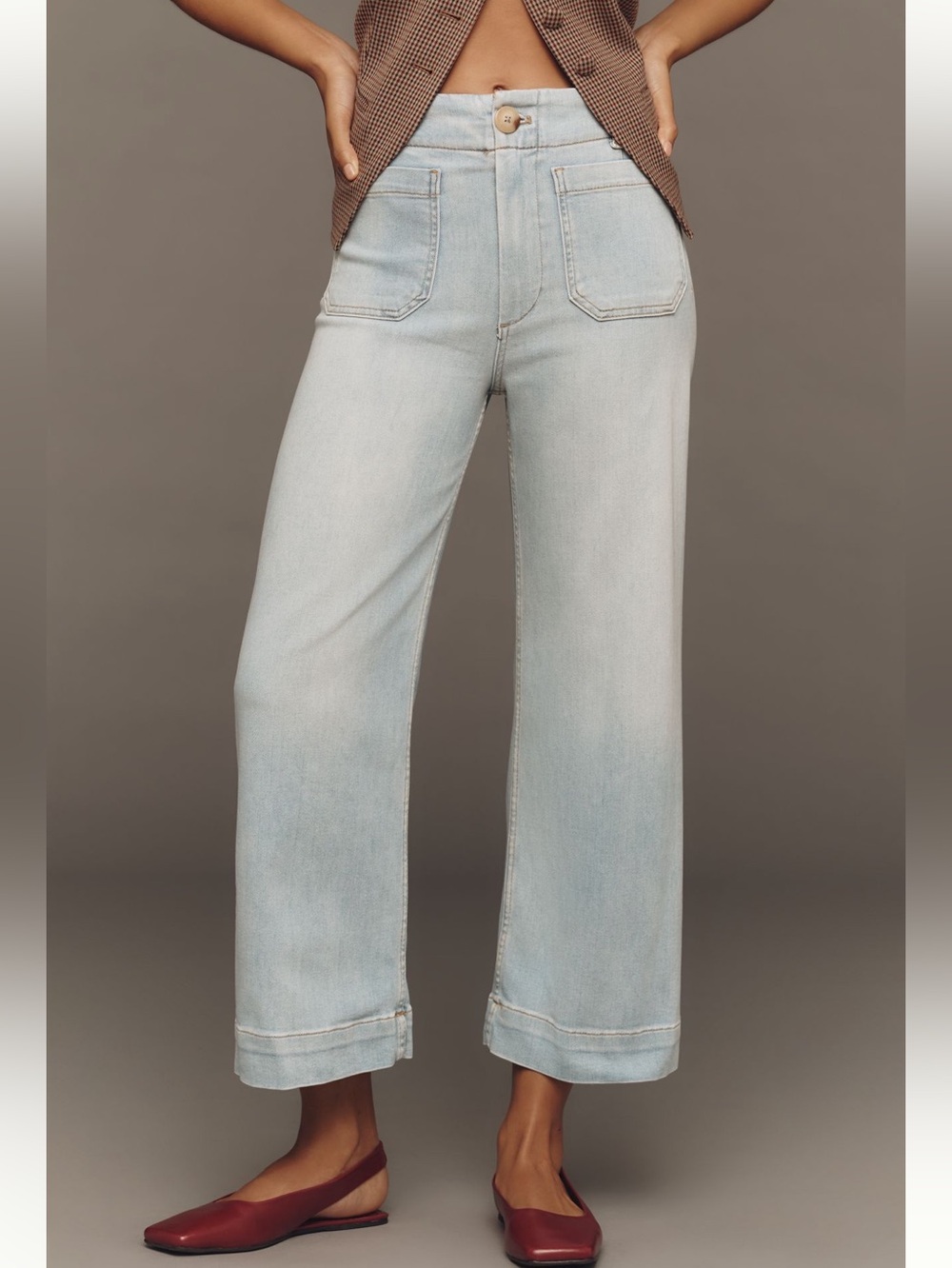 Anthropologie Colette Jeans Maeve High-Rise Cropped Wide-Leg Jeans New 29 Korat